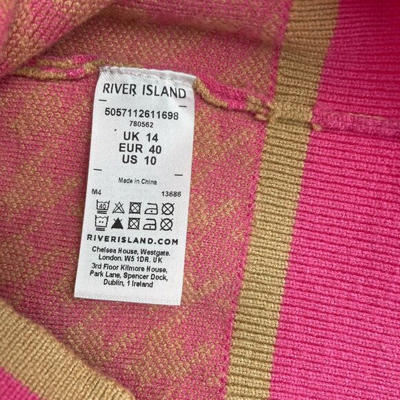 River Island Pink Preppy Houndstooth Cardigan-14 - Picture 11 of 13